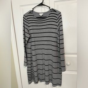 J. Jill striped long‎ sleeve sweater pullover dress with pockets MP